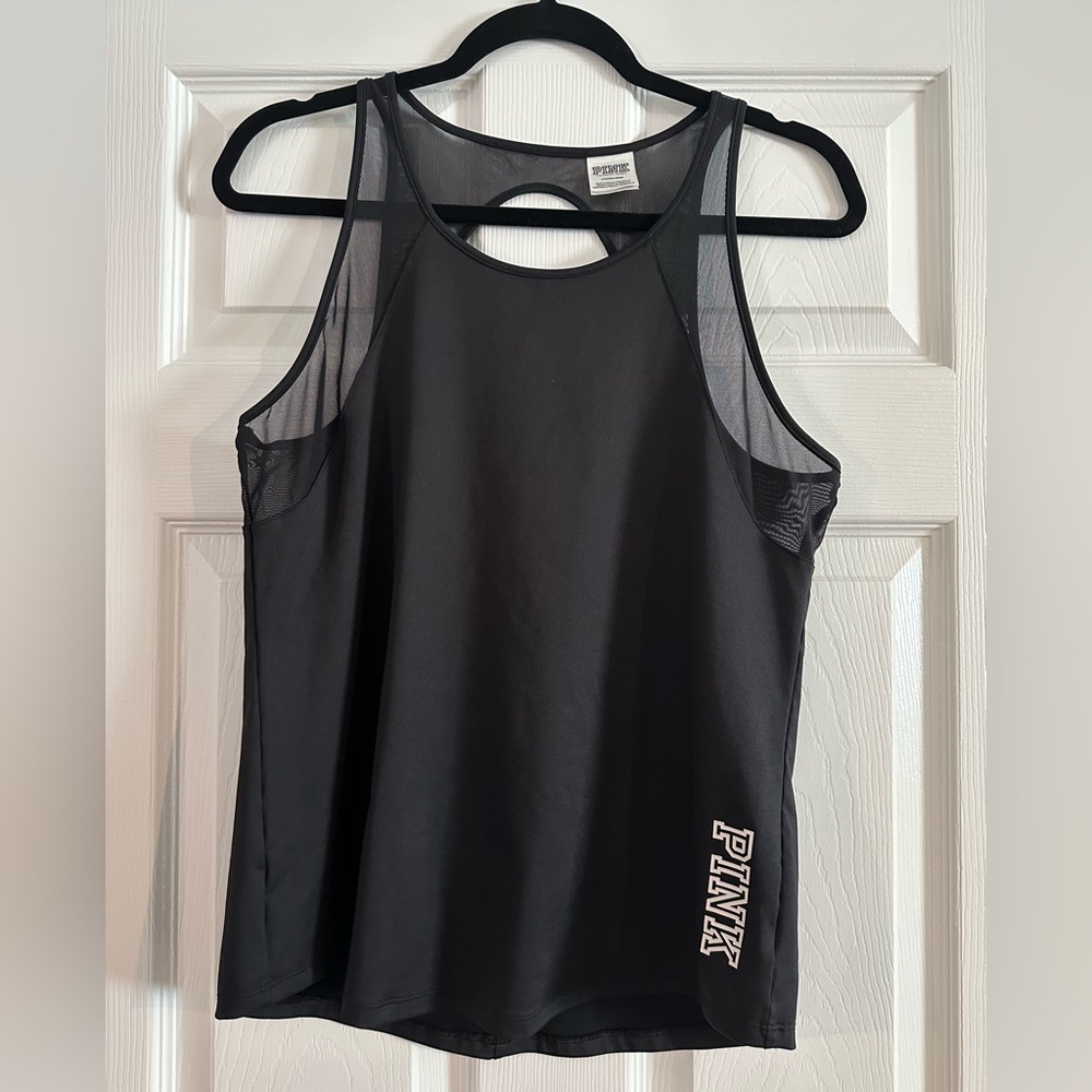 PINK Victoria's Secret Black Tank Top w/ Mesh Accent